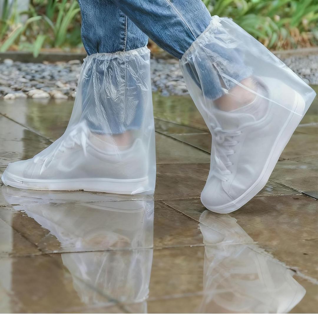 2 x 10 Pairs Waterproof Shoe Covers Thickened Disposable Plastic Non Slip Shoes Dustproof Water Proof Transparent Shoe Protectors Cover, Rain Shoe Covers for Women Men Outdoor