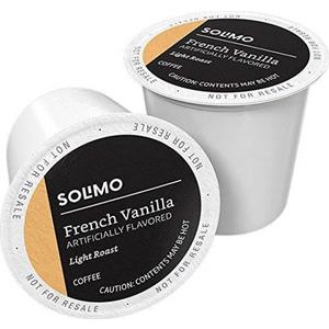 Amazon Brand - Solimo Light Roast Coffee Pods, French Vanilla Flavored, Compatible with Keurig 2.0 K-Cup Brewers, 100 Count (EXP 10/31/26)