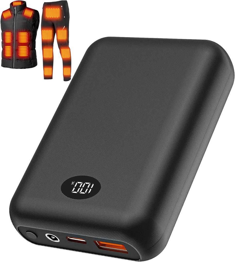 16000mAh Heated Vest Battery Pack Compatible with ORORO and Venustas, 7.4V Battery Pack for Heated Vest with 2 Adapter Cable, Power Bank for Heated Vest, Jacket, Pants(No for 5V Heated Devices)