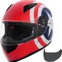 VCAN VX Lightweight Full Face Motorcycle Street Bike Helmet with Extra Tinted Visor, Coolmax Technology & OTG Ready, DOT Approved
