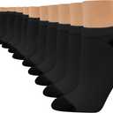 Hanes Women's Cool Comfort No-Show Socks, Moisture-Wicking Socks, 14-Pack (Black) Size 5-9