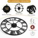 20inch/50cm Large Wall Clocks for Living Room Decor,Modern,Battery Operated,Silent,Non Ticking,Big Black Round wall Clock for Home,Farmhouse,Office,Decoration(Iron Roman Numerals, 20 inches)