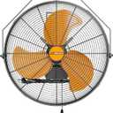 18 inch Industrial Wall-Mount Fan, 4250 CFM High Velocity Metal Commercial Fan, 3 Speed, Adjustable Tilt, for Garage, Greenhouse, Covered Patio, Workshop, Gym Room, Basement