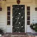 Dark Moody Floral Door Cover Decorations, Dark Cottagecore Flower Botanical Doorway Curtains Door Covers Banners Photography Background Backdrop for Indoor Outdoor Decor, 35*79 Inch
