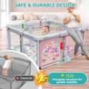 OCATO Baby Playpen with Mat: Foldable Playpen for Babies and Toddlers Play Pen Portable Playpens Fence Indoor Outdoor Kids Safety Area Play Yard with 50x50 Playpens Mat 4 Handlers 50 Balls (50" 50")