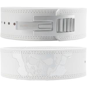 Lever Lifting Belt for Man and Women, Weightlifting with Adjustable Heavy Duty Buckle, Professional Weight Lifting Belt (L (34-40inches), White/Silver)