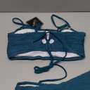 ZAFUL Womens Bandeau Bikini Sets Sexy Strapless Two Piece Swimsuit Cheeky High Cut Cute Ribbed Ladies Bathing Suit, Size S