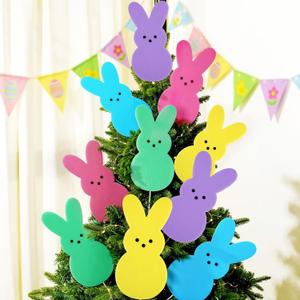 Easter Tree Decorations Peeps Tree Ornaments: 10 pcs Extra Large Yellow Blue Purple Easter Bunny Tree Decorations, Cute Rabbit Picks Ornaments for Easter Tree Topper, Kids Home School Office Dcor