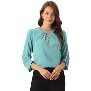 Allegra K Women's Dressy Blouses Keyhole Ruched 3/4 Sleeve Work Top Business Casual Tops M, Pea Green Allegra K Women's Dressy Blouses Keyhole Ruched 3/4 Sleeve Work Top Business Casual Tops M, Pea Green