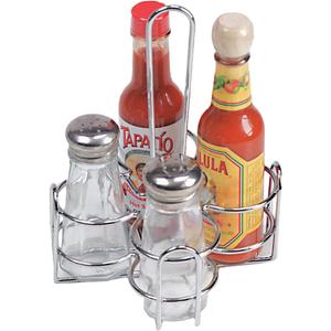 Get Metal Condiment Condiment Caddy with Number Holder, 4 Compartment, Chrome (Case of 12)