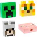 Minecraft Mechanical Pencils and Erasers Party Favors Bulk, 20 Pencils and 8 Erasers for Goodie Bags, Loot Bags, Classroom Prizes Plus More | Minecraft Party Supplies Kids, Boys, Girls