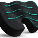 Bomdaia Seat Cushion Pillow for Office Chair, Car Seat Cushion Pad for Desk Chair, Non-Slip Memory Foam Coccyx Seat Cushion for Back, Sciatica & Tailbone Pain Relief (Black)