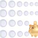 Thinp 20 Pcs Piggy Bank Stopper Replacement, 5 Sizes Piggy Bank Plug Round Coin Banks Plugs Rubber Saving Box Stoppers for Coin Banks Saving Box 26mm, 30mm, 32mm, 38mm (White)