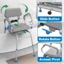 FSA/HSA Eligible Sliding Shower Chair Tub Transfer Bench for Bathtub with Swivel Seat, Padded Shower Bench with Pivoting Arms, Height Adjustable Shower Seat, 350 lbs, Gray, Standard