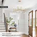 Gold Chandelier Light Fixture, 12-Light Brassy Gold Chandelier for Dining Room 35" Geometric Hanging Chandeliers Mid-Century Light Fixture for Entry Kitchen Bedroom, G9