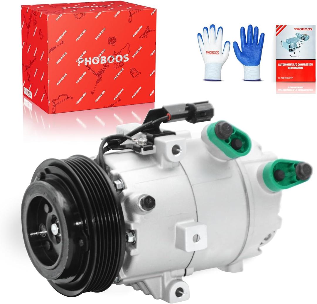 PHOBOOS A/C Compressor with Clutch Compatible with Kia Forte 2014-2018 1.8L/2.0L; Forte Koup 2014-2017, Forte5 2014-2018 & Hyundai Elantra GT 2013-2017, 2.0L, Fast Cooling, Ref.CO29274C
