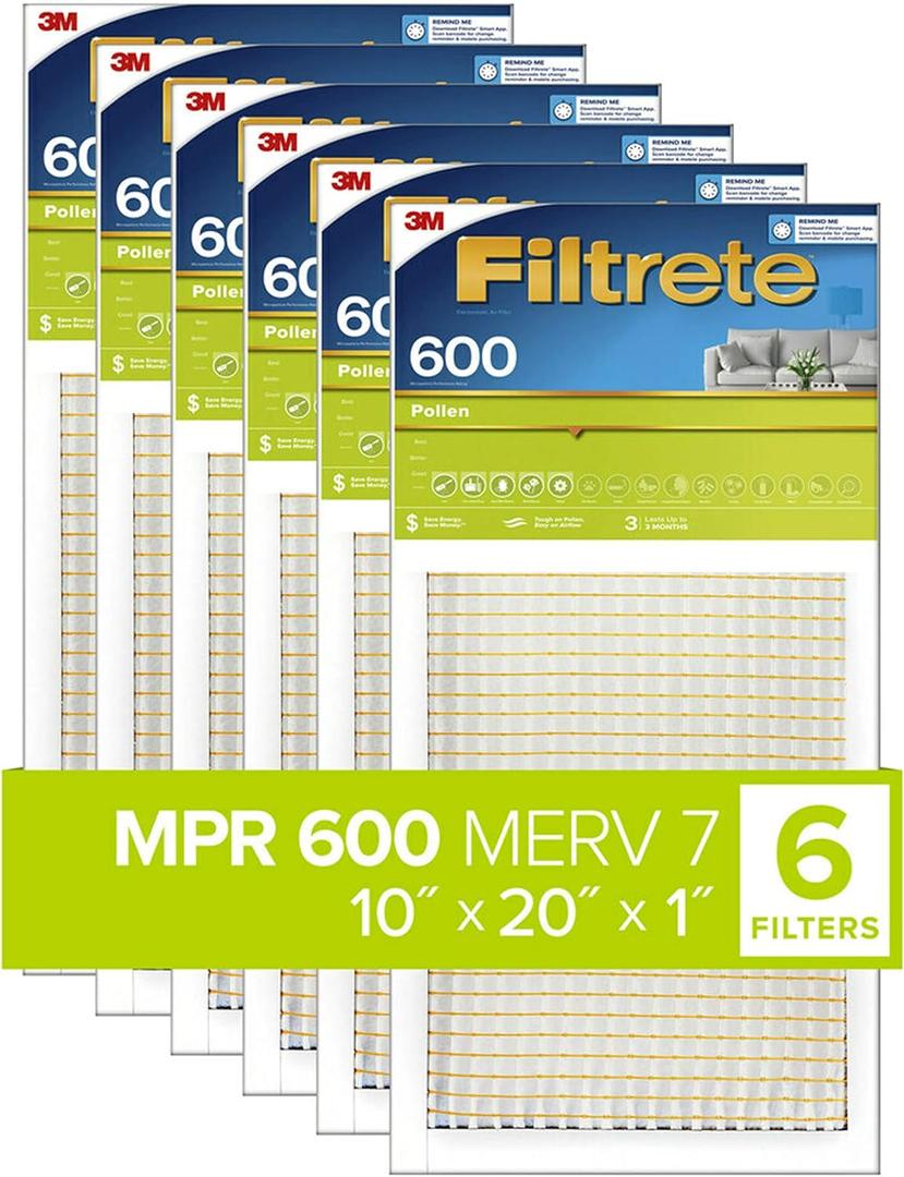 3M Filtrete 9867DC Dust and PollenFilters, 600 MPR, 10 by 20 by 1, 6-Pack