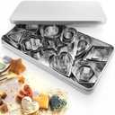 30Pcs Small Cookie Cutter Set with Box, Stainless Steel Fruit Veggie Polymer Clay Cutters Tools for Kids, Geometric Biscuit Mini Cookie Cutters Mold for Cake, Biscuit, Fruit Decorations and So on