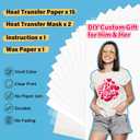 TECKWRAP Printable Heat Transfer Paper for T-Shirts 15 Sheets, 8.3" X 11.7" Printable Heat Transfer Vinyl for Inkjet Printer, Iron on Transfer Paper for Light and Dark Fabric (Matte White)