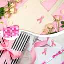 Teling 60 Pcs Breast Cancer Awareness Gift Bulk Pink Ribbon Lapel Pins Bracelets Pink Ribbon Retractable Ball Point Pens for Cancer Patients Survivor Campaign Theme Charity Event Party Supplies