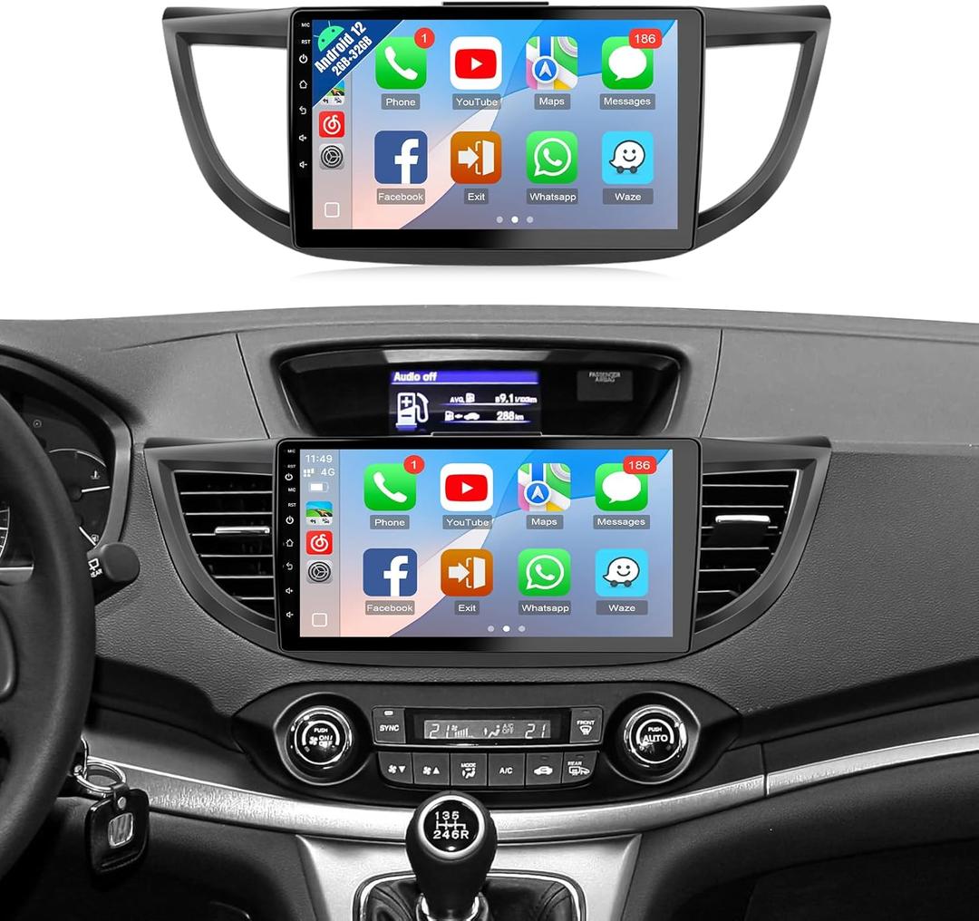 Naifay Android 12 Car Stereo for Honda CRV 2012 2013 2014 2015 2016, 2+32G 10.1inch IPS Touch Screen for CRV Head Unit, Carplay Android Auto/Bluetooth/GPS/WiFi/Backup Camera/SWC/Can Bus