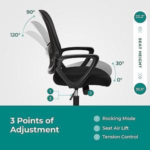 Amazon.com: Office Chair, Mid Back Computer Ergonomic Mesh Desk with Larger Seat, Executive Height Adjustable Swivel Task with Lumbar Support and Armrests for Women Adults : Home & Kitchen