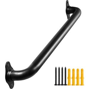 24 Inch No-Slip Black Metal Stair Railing Indoor - 2 FT Interior Staircase Handrail Wall Mount, Outdoor Grab Bars for Stairs, Steps Hand Rails, Banister Deck Rails