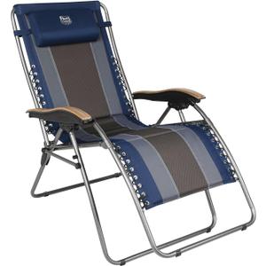 TIMBER RIDGE Oversized Zero Gravity Chair, Padded Reclining Lounge Chair with Adjustable Headrest & Cup Holder, Heavy Duty Support 350 lbs, Foldable for Camping, Lawn, Outdoor & Indoor (Blue-1 Pack)