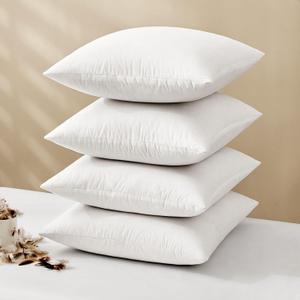 4 x MIULEE Pillow Inserts 20x20 (Pack of 4,White), Down Feather Throw Pillow Inserts, Premium Fluffy Stuffer Throw Pillows Cotton Fabric for Sofa Bed Couch