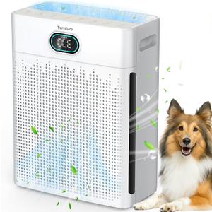 Air Purifiers for Home Cover Up to 2200 Ft, HEPA Air Purifier with Washable Pre-filter, Pet mode, PM 2.5 Air Quality Monitor Fragrance Sponge for Smoke, Odor, Dander, Pollen (White)