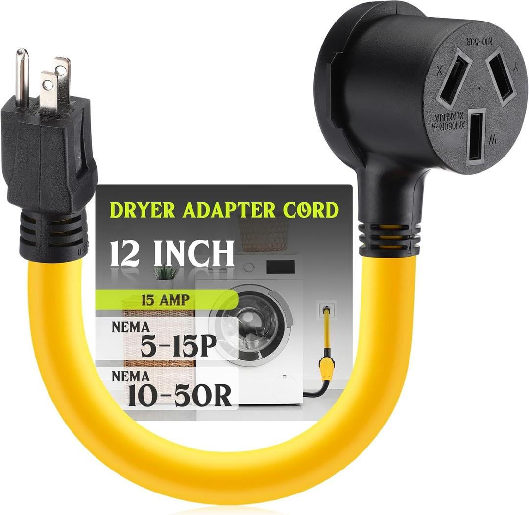 Kanayu 1 FT 5-15P to 10-50R 15amp Dryer Adapter Cord Compatible Female Power Adapter 15 Amp 3 Prong Female Receptacle Only for 120V Device EV Power Cord