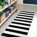 IOHOUZE Black White Striped Rug -2x4.3 Front Door Mats Outdoor,Washable Rug for Front Porch Decor,Spring Summer Welcome Mats Outdoor Indoor, Doormat for Farmhouse/Entryway/Home Entrance