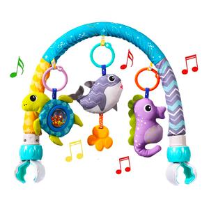 Baby Stroller Arch Toys, Crib Mobile for Infants Adjustable Bassinet Mobile with Universal Clamp, Activity Toy Bar for Bouncer Newborn CarSeat Stroller Toy Sense Toys for Baby 0 6 12 Months (Blue)