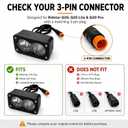 3 Pin Ebike Headlight Kit Compatible with Ridstar Q20/ Q20 Lite/ Q20 Pro, 20W Baja Style LED Front Light, 12V-60V Plug and Play Water-Resistant Headlamp with Mounting Hardware and Zip Ties