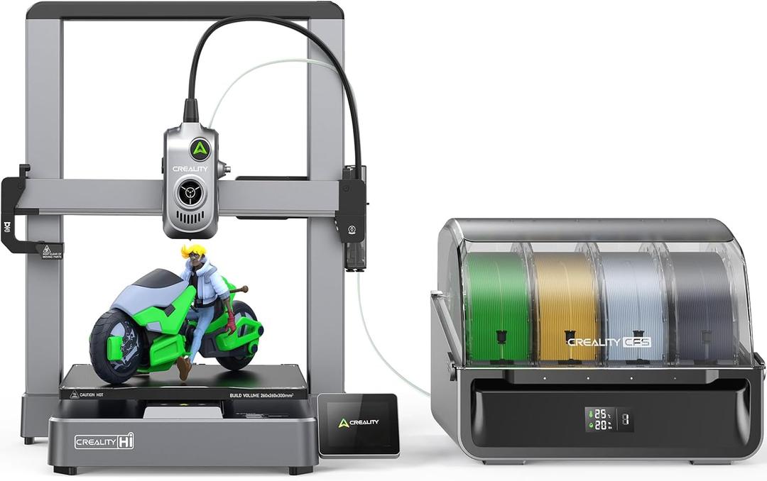 Creality Hi Combo 3D Printer, Multi Color 3D Printer with CFS, 500mm/s High Speed Auto-Leveling Automatic Filament Reading Clog-Free Extruder 95% Pre-Assemble All-Metal Body 10.2410.2411.81inch