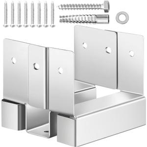 VEVOR 4x4 Post Base 10 Pcs, Inner Size 3.53x3.56inch/89.6x90.5mm Concrete Post Anchor, Heavy-Duty Zinc-Plated Carbon Steel Posts Brackets with 1 Inch Standoff Elevation, for Concrete Pergolas Patios (Silver)