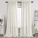 2 Panels Set Cream Linen Curtains 108 inches Long for Living Room Extra Long Back Tab Curtains Neutral Farmhouse Light Filtering Semi Sheer Linen Drapes Ceiling to Floor for Large Window Ivory 9 FT