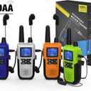 Walkie Talkies Long Range for Adults Rechargeable with Earpiece NOAA Weather Alert, Multi-purpose 2 Way Radio 4 Pack for Team Work Senior Care Kid Adventure Family Camping Hiking Skiing Cruise (Blue Green Orange Silver)