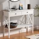 ChooChoo Console Table with Drawers, Narrow Wood Accent Sofa Table Entryway Table with Storage Shelf for Entryway, Front Hall, Hallway, Living Room, White (11.8"D x 39.4"W x 31.5"H)