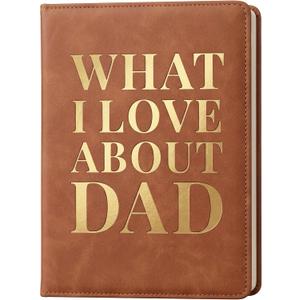 YOELOVE What I Love About Dad Leather Book A Fill-In-The-Blank Keepsake Journal Gift for Dad Birthday Father's Day Christmas