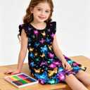 Goodstoworld Toddler Girl Dress for Kids Summer Beach Ruffle Tie Back Dresses for 2-8T