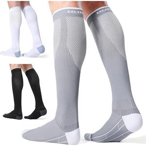 CelerSport 3 Pairs Compression Socks for Men and Women 20-30 mmHg Running Support Socks