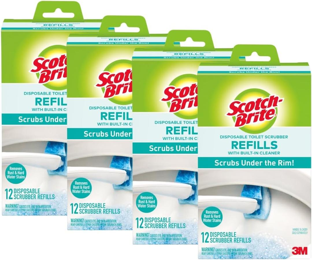 Scotch-Brite Disposable Toilet Scrubber Refills, Removes Rust & Hard Water Stains, 48 Disposable Refills (12 Count (Pack of 4))