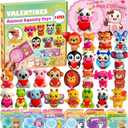 24Pcs Animal Heart Squishy Toys, Valentines Day Gifts with Cards, Kids Party Favors, Galentines School Gift Exchange, Classroom Prizes, Candy Bag Stuffers