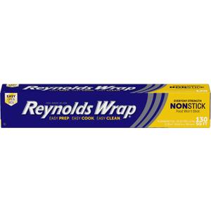 Reynolds Wrap Non Stick Aluminum Foil, Nonstick Aluminum Foil Roll, Prevents Food Sticking and Messy Cleanup, Great for Covering Casseroles and leftovers, 43.33 Yards x 12 Inches, 130 Sq.Ft.