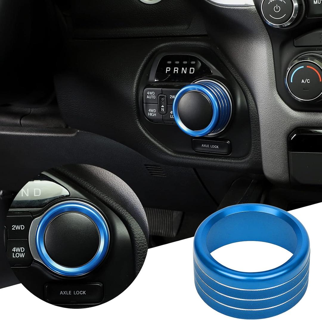 JWWY Gear Shift Switch Knob Cover Trim for Dodge 2018-2024+ RAM 1500 Special Editions, Blue Hollow Aluminum Alloy JWWY Gear Shift Switch Knob Cover Trim for Dodge 2018-2024+ RAM 1500 Special Editions, Blue Hollow Aluminum Alloy