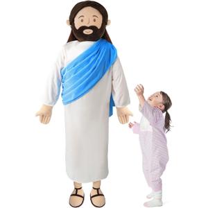 Giant Jesus Plush 6 Ft Jesus Stuffed Doll Plushie Toy Christian Pillow Religious Decoration Gift for Christening Easter (Blue)