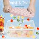 2 x WIBIMEN Ice Cube Tray with Lid and Bin - Round Ice Trays for Freezer with Lid - Ice Cube Trays for Freezer with Ice Container (1"-2PACK Pink)