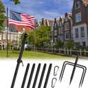 8 FT Tangle Free Flag Pole in Ground, Thickened Stainless Steel with 5 Prongs Base, Heavy Duty Flag Pole Holder, Flagpole Kit for Residential or Commercial (1 Pack, Black, Without Flag)