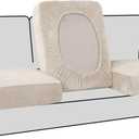 H.VERSAILTEX Stretch Velvet 3 Piece T Cushion Sofa Slipcovers Individually Covers for 3 Cushion Couch Seat Cushion Covers for Sofa Seat Cushion Covers Stay in Place(Sofa, Ivory)
